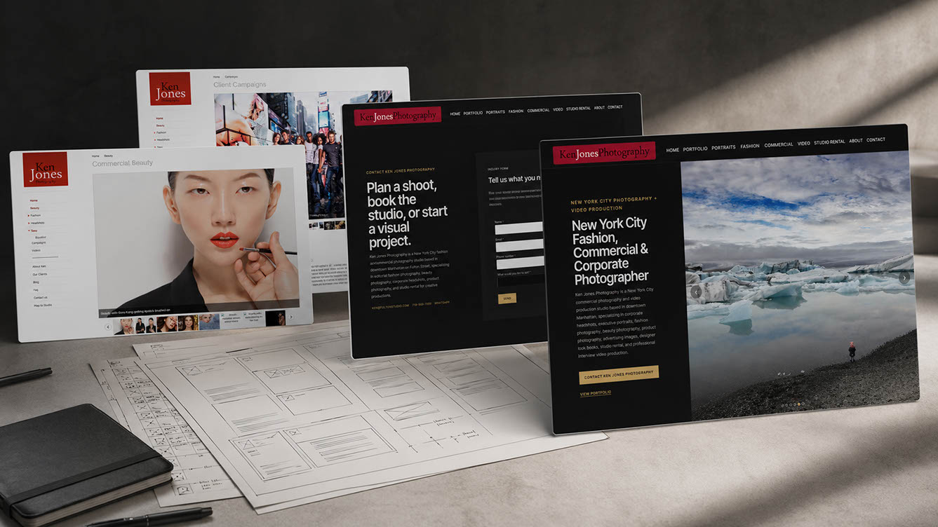 before and after website design for ken jones photography