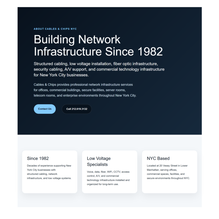 clean html only page written for cables and chips to streamline the site