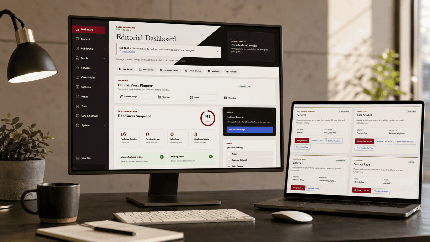 hero image of a custom dash board built by Fultonstudio for fashion editorial website